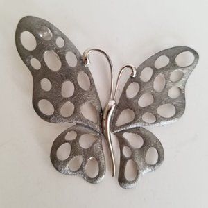 925 Sterling Silver Non Tarnish Large Detailed Butterfly Pendant